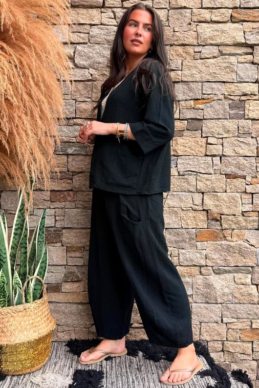 Lina Linen Blend Box Jacket Black